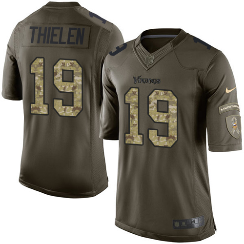 Nike Vikings #19 Adam Thielen Green Men's Stitched NFL Limited 2015 Salute To Service Jersey - Click Image to Close